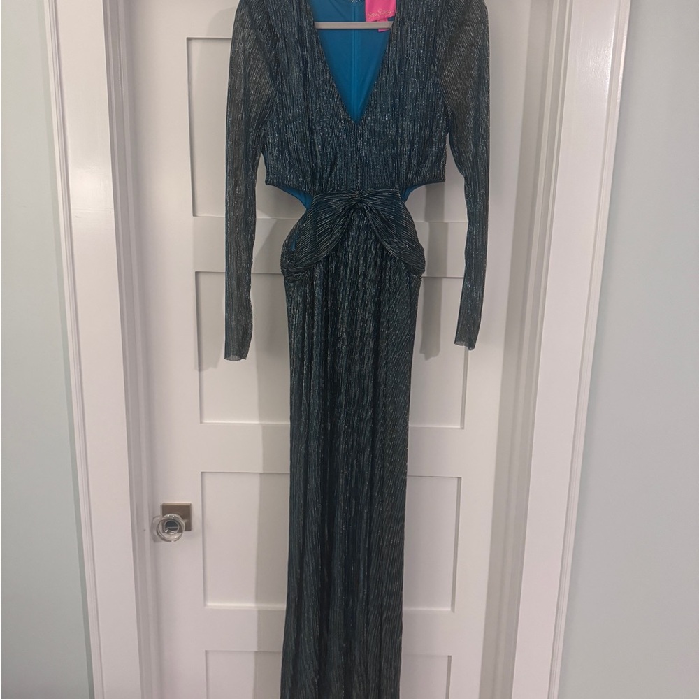 Lilly Pulitzer Metallic Blue Long Sleeve Dress